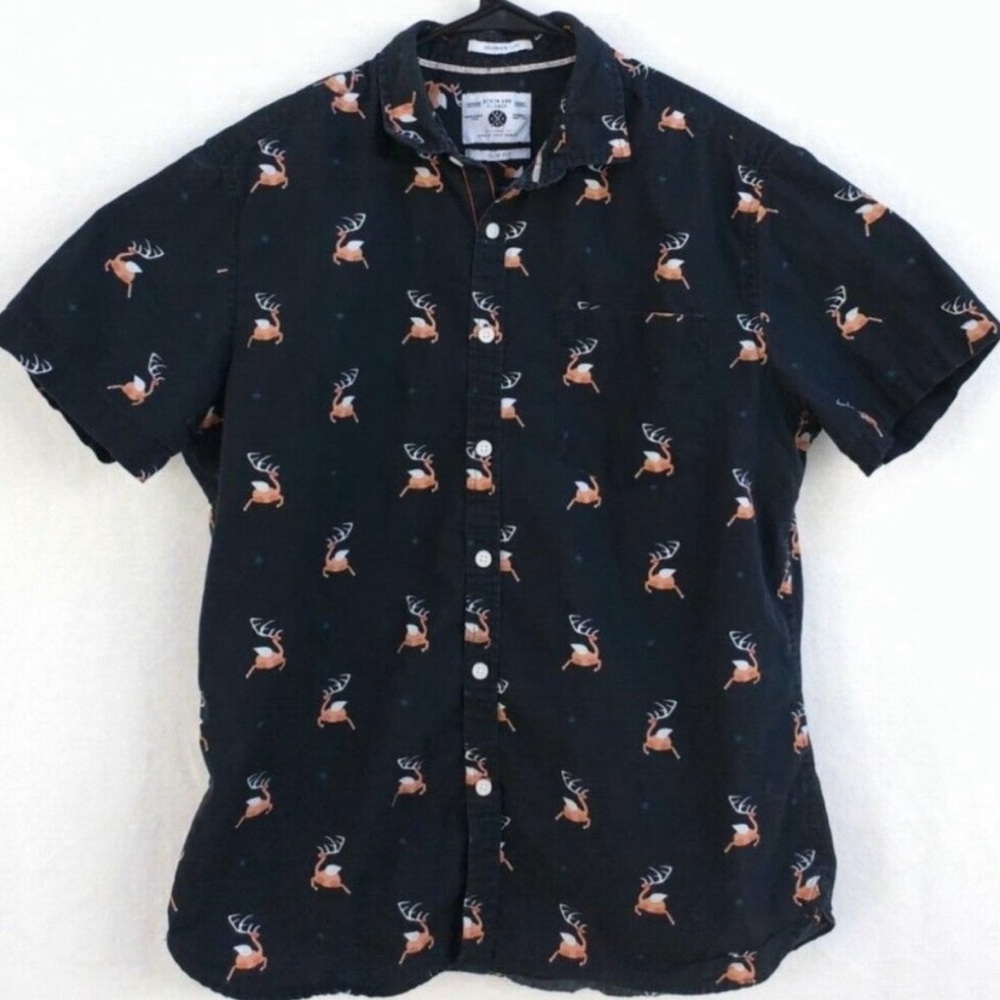 Denim and flowers men’s slim fit large shirt